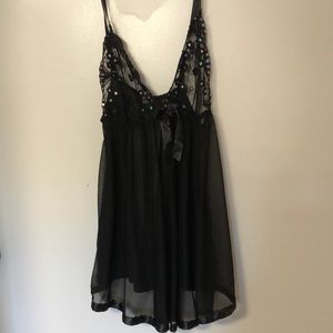 Black sheer and sequined lingerie
